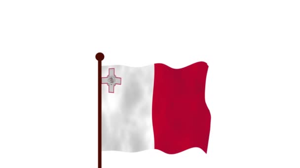 马耳他动画视频升起国旗 介绍国名和国旗4K — 图库视频影像