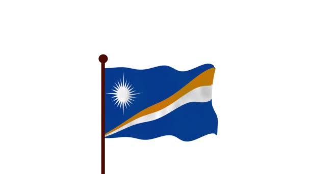 Marshall Islands Animated Video Raising Flag Introduction Country Name Flag — Stock Video