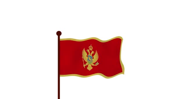 Montenegro Video Animado Izamiento Bandera Introducción Del Nombre Del País — Vídeo de stock