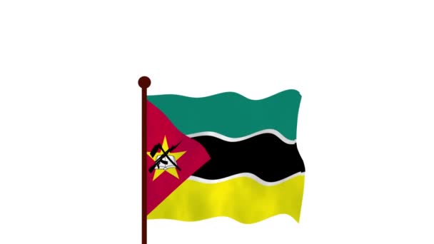 Mozambique Animated Video Raising Flag Introduction Country Name Flag Resolution — Stock Video
