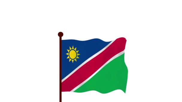 Namibie Animované Video Vyvěšení Vlajky Zavedení Názvu Země Vlajky Usnesení — Stock video