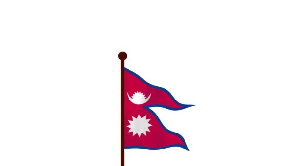 Nepal Animated Video Raising Flag Introduction Country Name Flag Resolution — Stock Video