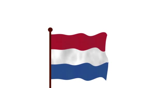 Niederlande Animiertes Video Hissen Der Flagge Einführung Des Ländernamens Und — Stockvideo