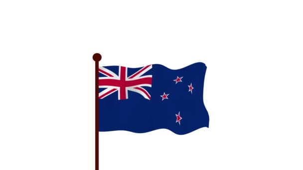 新西兰动画视频升起国旗 介绍国名和国旗4K — 图库视频影像