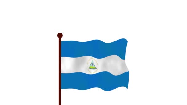 Nicarágua Vídeo Animado Levantando Bandeira Introdução Nome País Bandeira Resolução — Vídeo de Stock