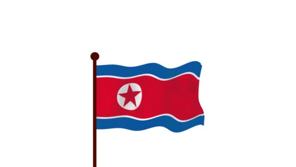 朝鲜动画视频升起国旗 介绍国名和国旗4K决议 — 图库视频影像