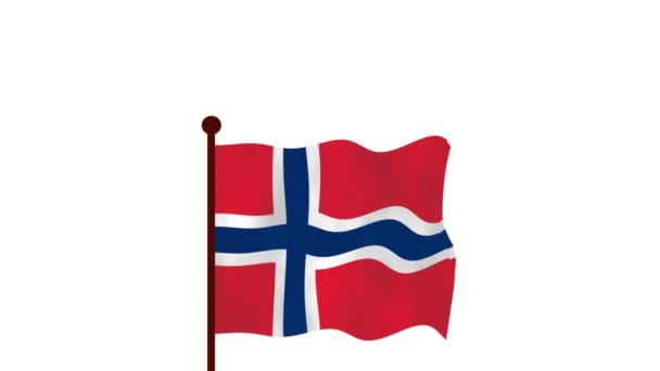 Norwegen Animiertes Video Hissen Der Flagge Einführung Des Ländernamens Und — Stockvideo