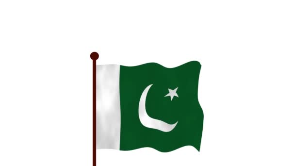 Πακιστάν Κινούμενο Βίντεο Υψώνοντας Σημαία Εισαγωγή Του Ονόματος Της Χώρας — Αρχείο Βίντεο