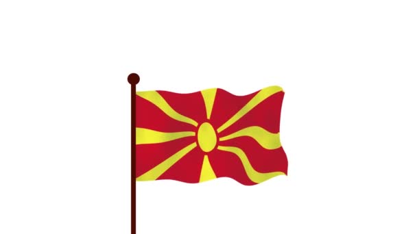 北马其顿动画视频升起国旗 介绍国名和国旗4K决议 — 图库视频影像