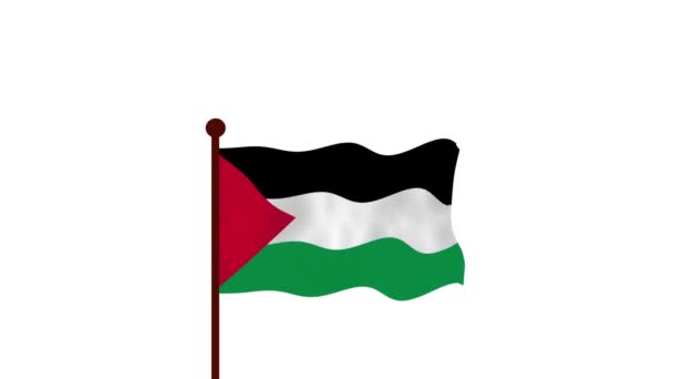 Palestine Animated Video Raising Flag Introduction Country Name Flag Resolution — Stock Video
