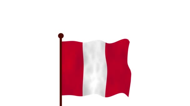 Peru Animated Video Raising Flag Introduction Country Name Flag Resolution — Stock Video