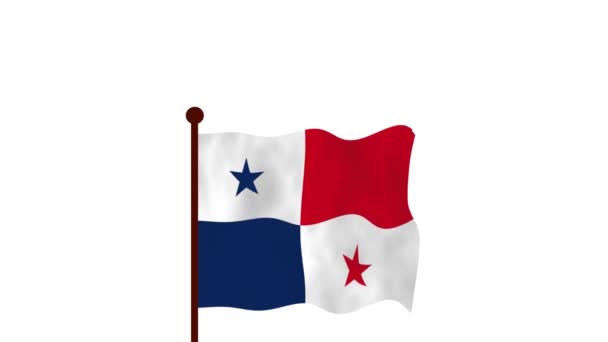 Panama Animated Video Raising Flag Introduction Country Name Flag Resolution — Stock Video