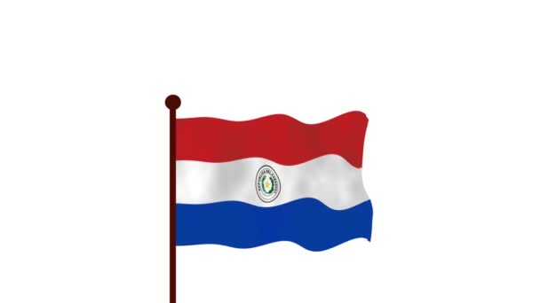 Парагвай Анімаційне Відео Підняття Прапора Введення Назви Країни Прапора Резолюція — стокове відео
