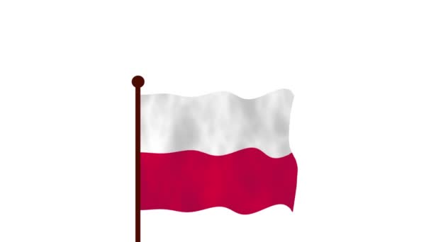 波兰动画视频升起国旗 介绍国名和国旗4K — 图库视频影像