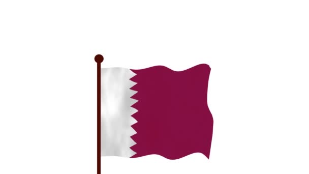 Katar Animowane Wideo Podnoszące Flagę Wprowadzenie Nazwy Kraju Flagi Rozdzielczość — Wideo stockowe