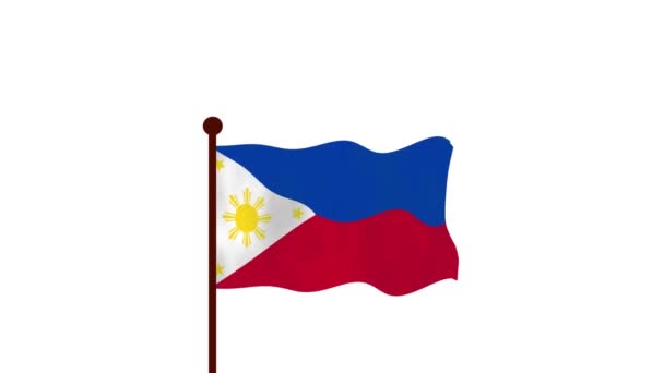 Philippines Animated Video Raising Flag Introduction Country Name Flag Resolution — Stock Video