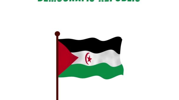 República Democrática Árabe Sarauí Vídeo Animado Levantando Bandeira Introdução Nome — Vídeo de Stock
