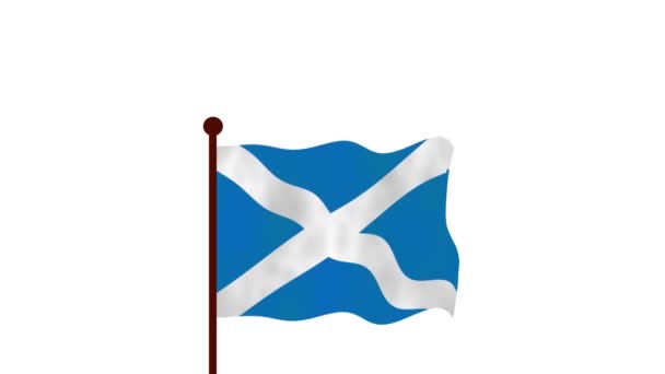 Scotland Animated Video Raising Flag Introduction Country Name Flag Resolution — Stock Video