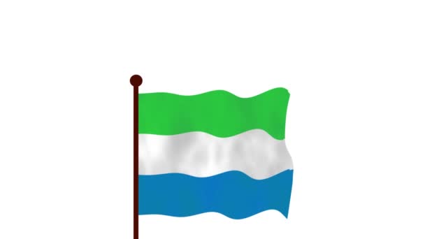 Sierra Leone Animated Video Raising Flag Introduction Country Name Flag — Stock Video