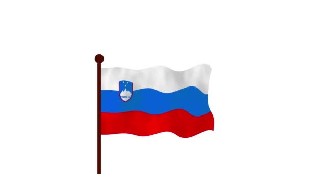 Slovenia Animated Video Raising Flag Introduction Country Name Flag Resolution — Stock Video