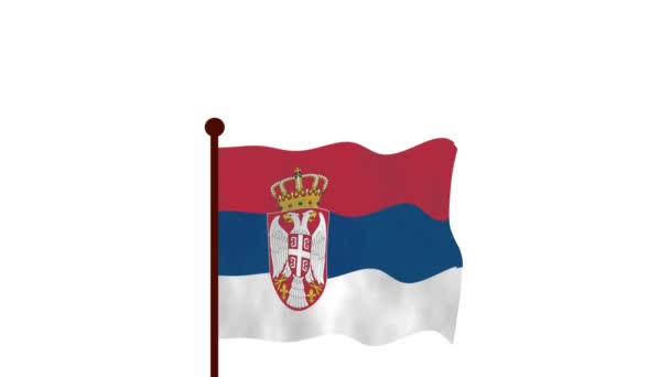 塞尔维亚动画视频升起国旗 介绍国名和国旗4K — 图库视频影像