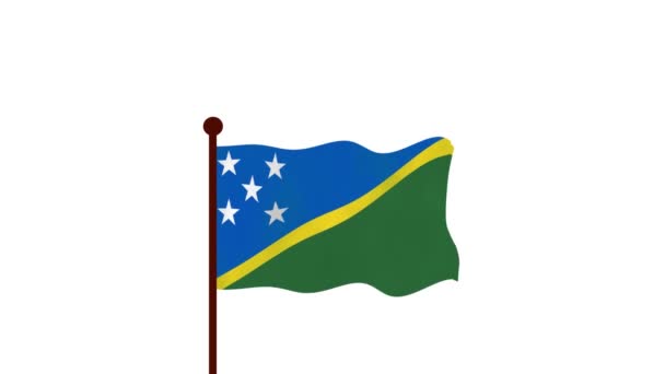 所罗门群岛动画视频升起国旗 介绍国名和国旗4K — 图库视频影像