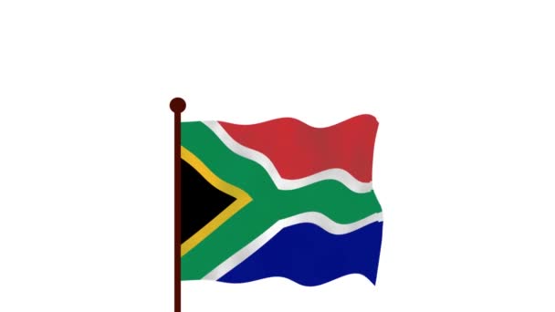 南非动画视频升起国旗 介绍国名和国旗4K — 图库视频影像