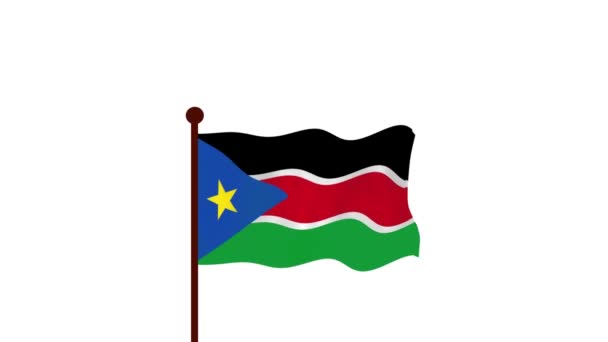 South Sudan Animated Video Raising Flag Introduction Country Name Flag — Stock Video