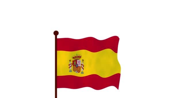 Ισπανία Κινούμενο Βίντεο Ανύψωσης Της Σημαίας Εισαγωγή Του Ονόματος Της — Αρχείο Βίντεο