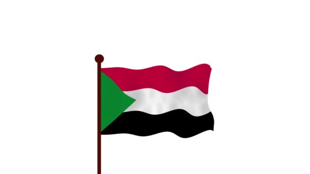 Sudan Animated Video Raising Flag Introduction Country Name Flag Resolution — Stock Video