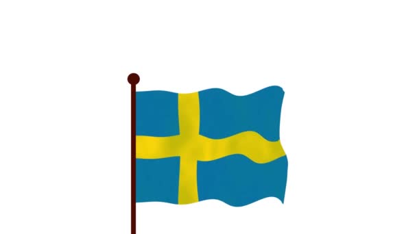 Schweden Animiertes Video Hissen Der Flagge Einführung Des Ländernamens Und — Stockvideo