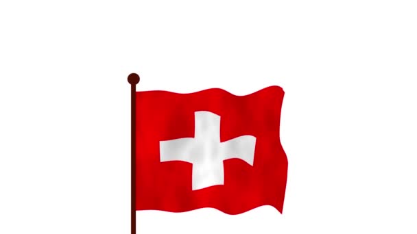 Швейцарія Анімаційне Відео Підняття Прапора Введення Назви Країни Прапора Резолюція — стокове відео