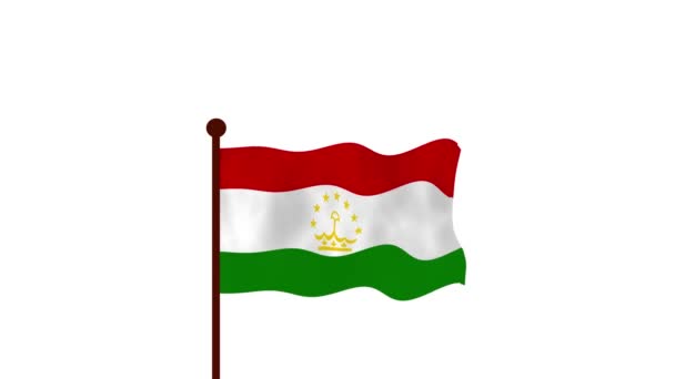 塔吉克斯坦动画视频升起国旗 介绍国名和国旗4K — 图库视频影像
