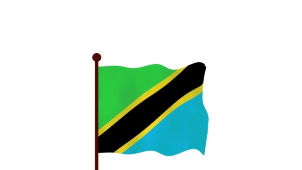 Tanzânia Vídeo Animado Levantando Bandeira Introdução Nome País Bandeira Resolução — Vídeo de Stock