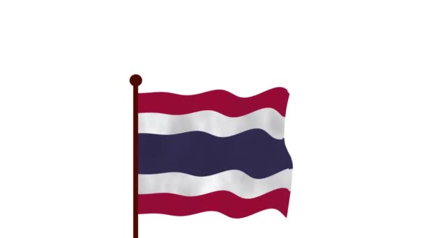 Tailândia Vídeo Animado Levantando Bandeira Introdução Nome País Bandeira Resolução — Vídeo de Stock