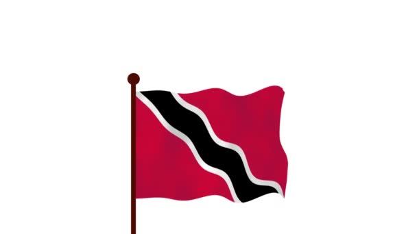 Trinidad Tobago Vídeo Animado Levantando Bandeira Introdução Nome País Bandeira — Vídeo de Stock