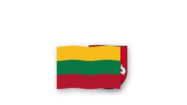 Litvanya animasyon videosu bayrağı kaldırıyor ve Amblem, ülke yüksek çözünürlüğü adının tanıtılması.