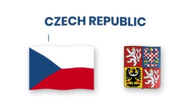 Çek Cumhuriyeti bayrak ve amblem kaldıran video animasyonu, ülke yüksek çözünürlüğü tanıtımı.
