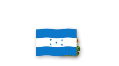 Honduras animasyon videosu bayrak kaldırma ve amblem, ülkenin yüksek çözünürlüğü tanıtımı.