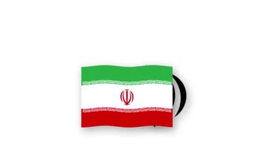 İran bayrak ve amblem kaldıran video animasyonu, ülke yüksek çözünürlüğü adının tanıtımı.