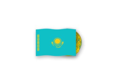 Kazakistan animasyon videosu bayrağı kaldırıyor ve Amblem, ülkenin yüksek çözünürlüğünün tanıtımı.