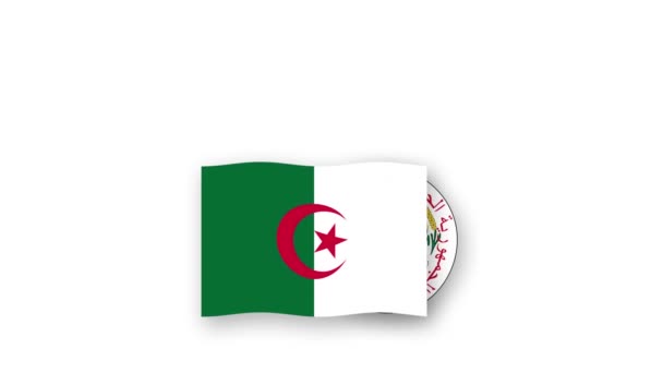 阿尔及利亚动画视频升起国旗和国徽 介绍国名国高分辨率 — 图库视频影像