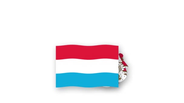 Luxemburg Animációs Videó Zászló Embléma Emeléséről Ország Elnevezés Bevezetése Nagy — Stock videók