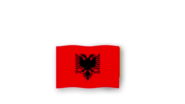 Albânia Vídeo Animado Levantando Bandeira Emblema Introdução Nome País Alta — Vídeo de Stock