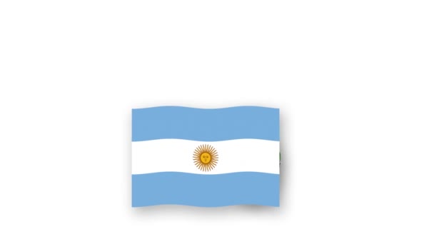 Argentina Vídeo Animado Levantando Bandeira Emblema Introdução Nome País Alta — Vídeo de Stock