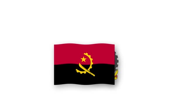 安哥拉动画视频升起国旗和国徽 介绍国名国高分辨率 — 图库视频影像
