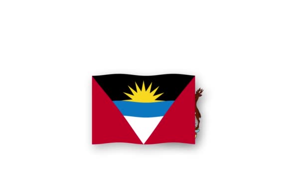 Antigua Barbuda Animated Video Raising Flag Emblem Introduction Name Country — Stock Video