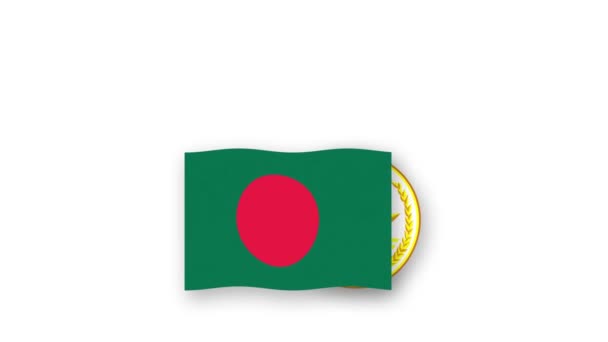 Bangladesh Animated Video Raising Flag Emblem Introduction Name Country High — Stock Video