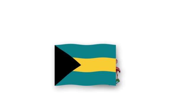 Bahamák Animációs Videó Zászlót Emblémát Bevezetése Név Ország Nagy Felbontású — Stock videók