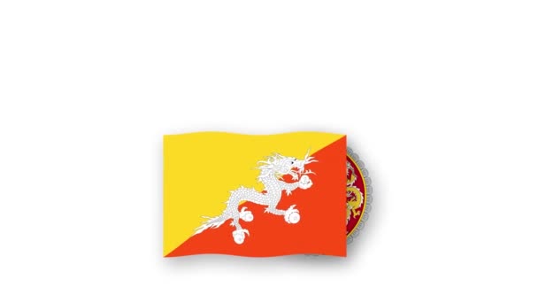 Bhutáni Animációs Videó Zászló Embléma Felemeléséről Ország Elnevezés Bevezetése Nagy — Stock videók